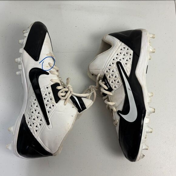 Nike Alpha Strike 3/4 Dual Pull Football Cleats Black & White Performance Sports - Picture 7 of 11